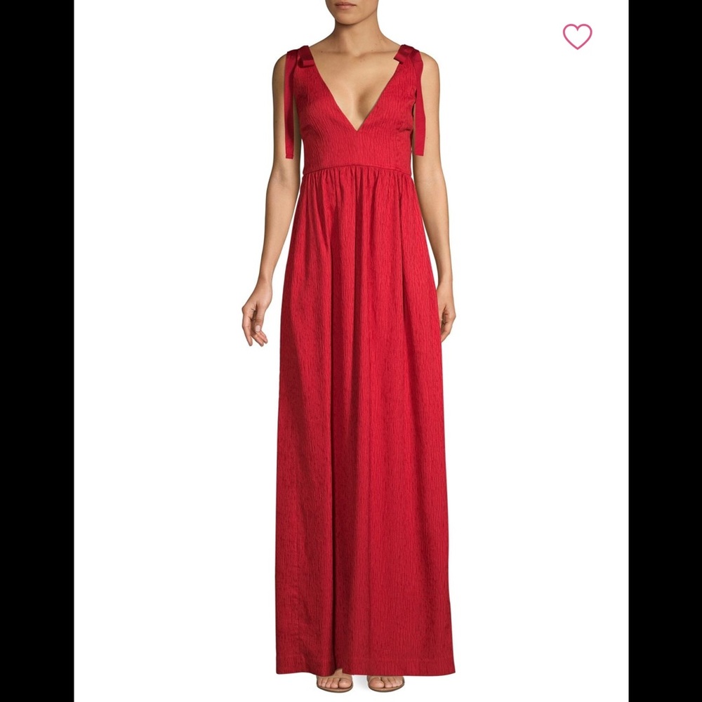 Rebecca Vallance | Red Harlow Tie-Shoulder Evening Gown Dress